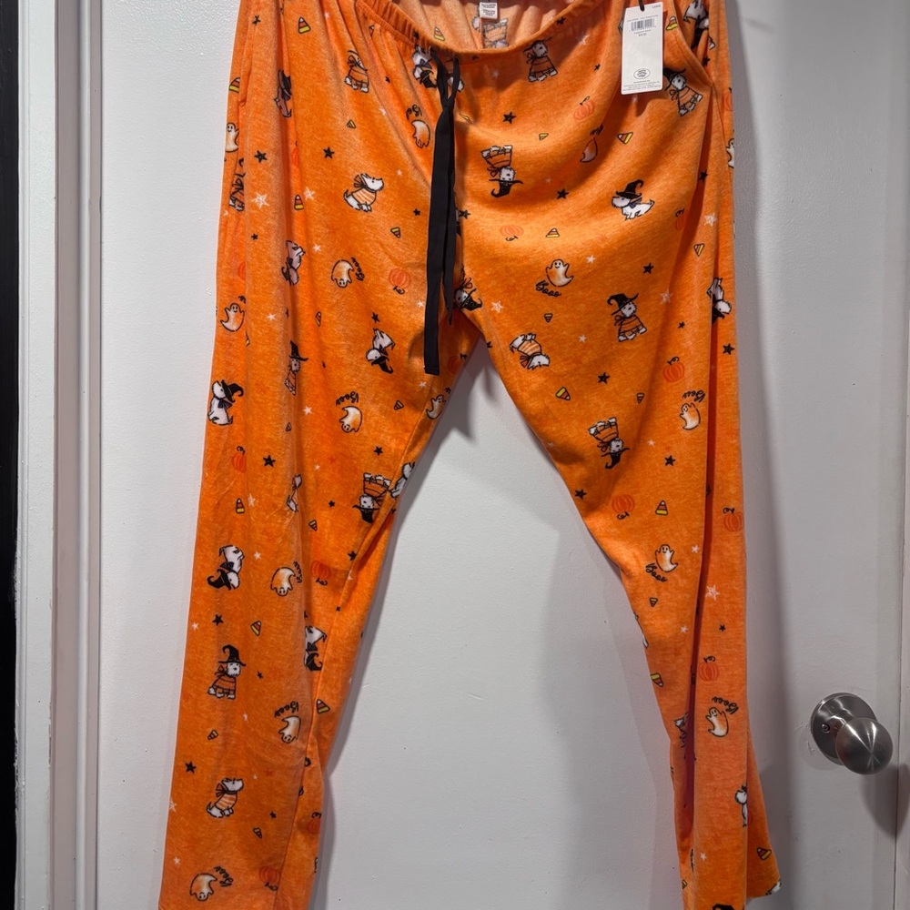 Laura Ashley Orange Halloween Print Pajama Bottoms